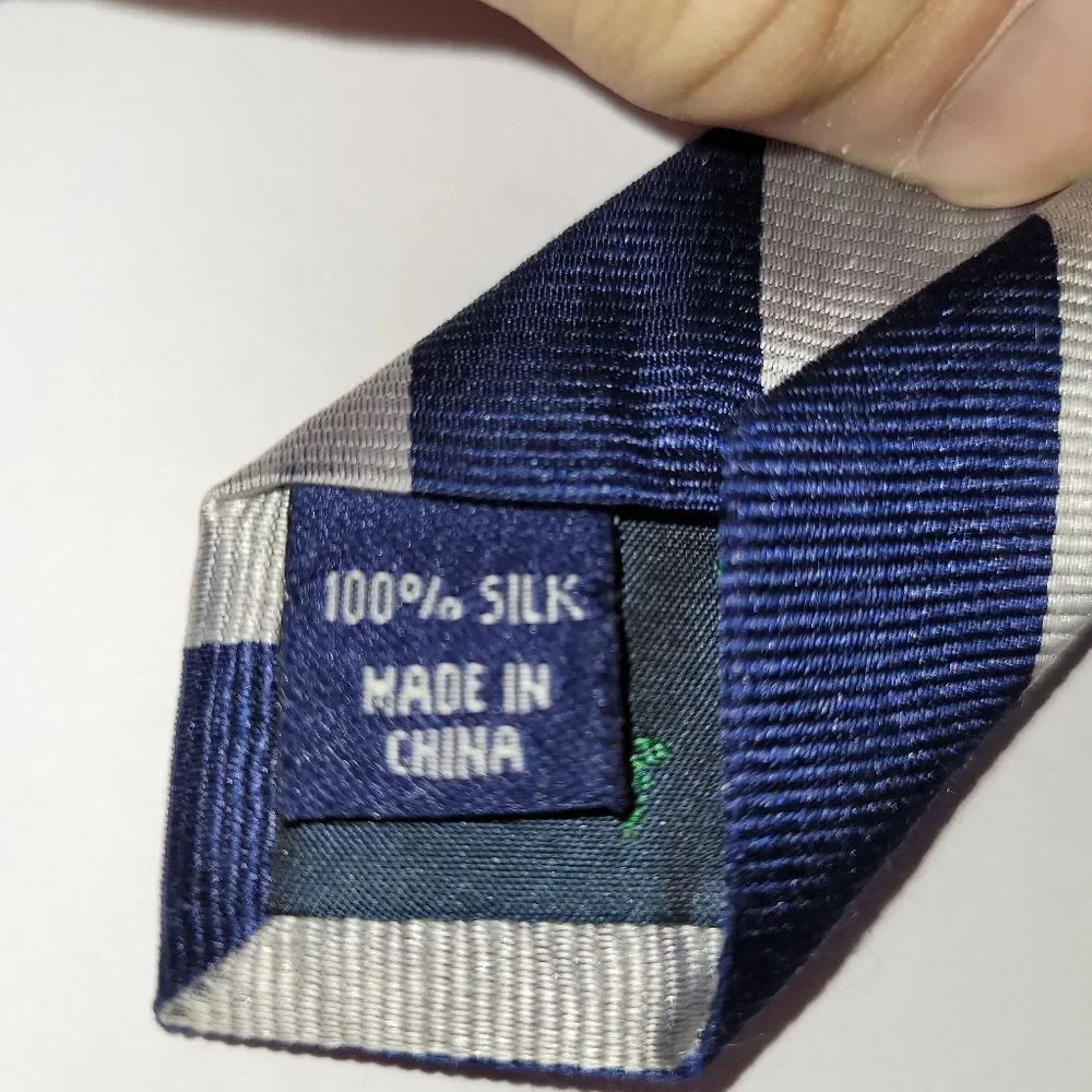 Club Room 100% Silk Navy and Silver Striped Tie